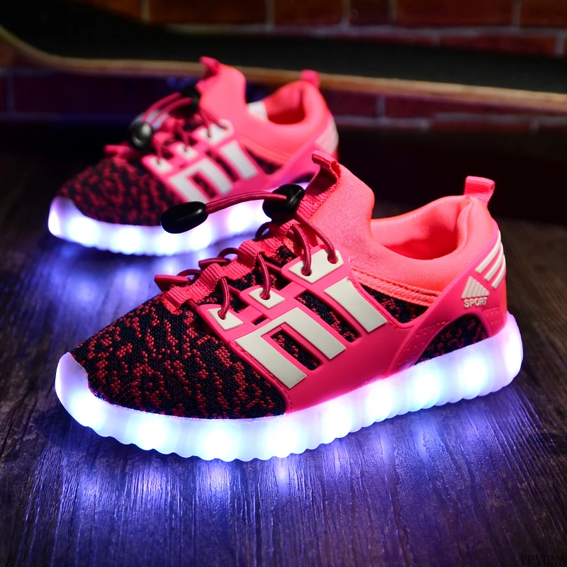2022Fashion Kids USB Luminous Sneakers Glowing Children Lights Up Casual Shoes with Led Slippers Girls Illuminated Footwear Boys