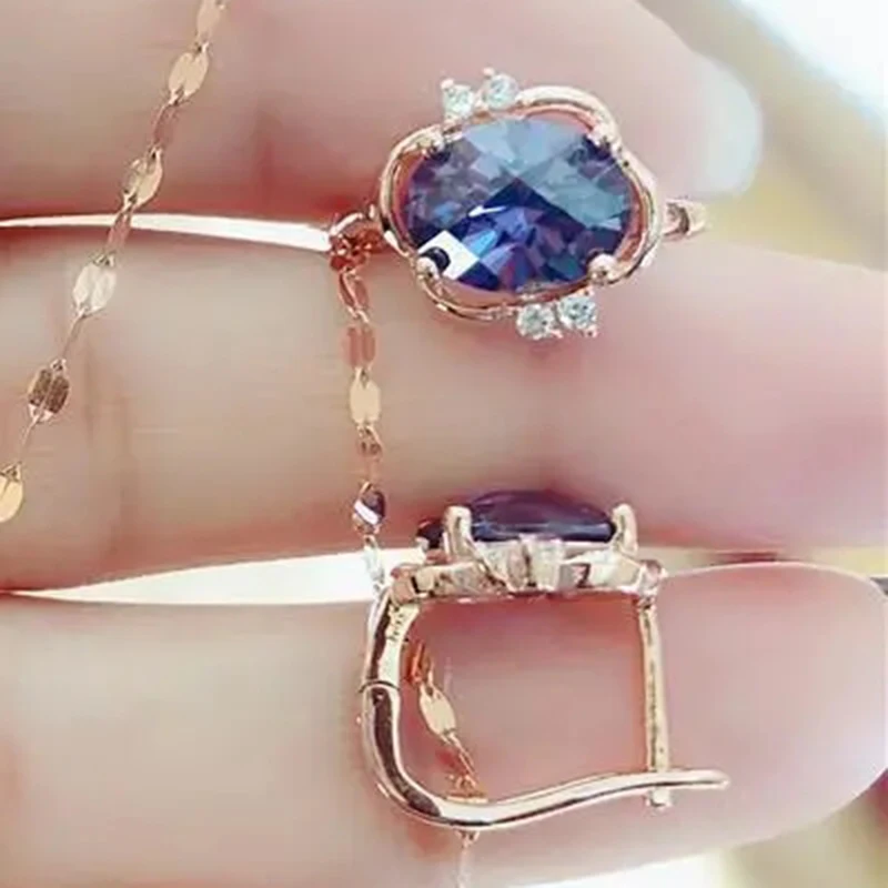 

Женские серьги с сапфирами, серьги из розового золота 585 пробы с инкрустированными кристаллами 14 к, роскошные ювелирные украшения из драгоц...