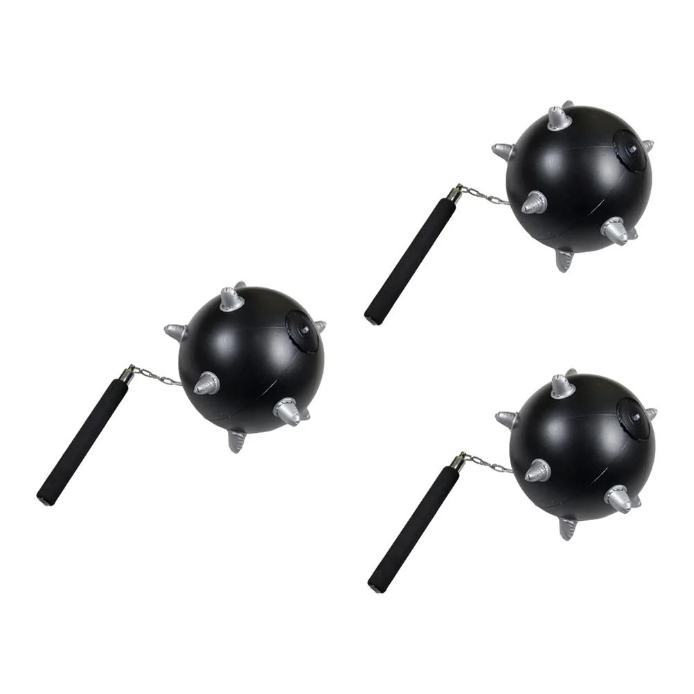 

3 Pcs Inflatable Meteor Hammer Toys Party Performance Prop Hammers Props Giant Barbed Balls Pvc Child Games