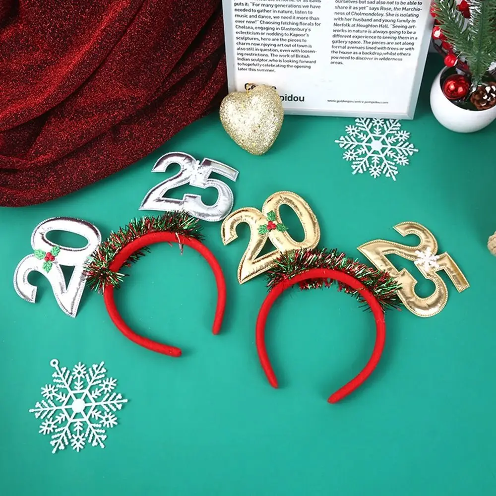 Повязка на голову с блестками 2024 Новым годом пластиковый головной убор буквами