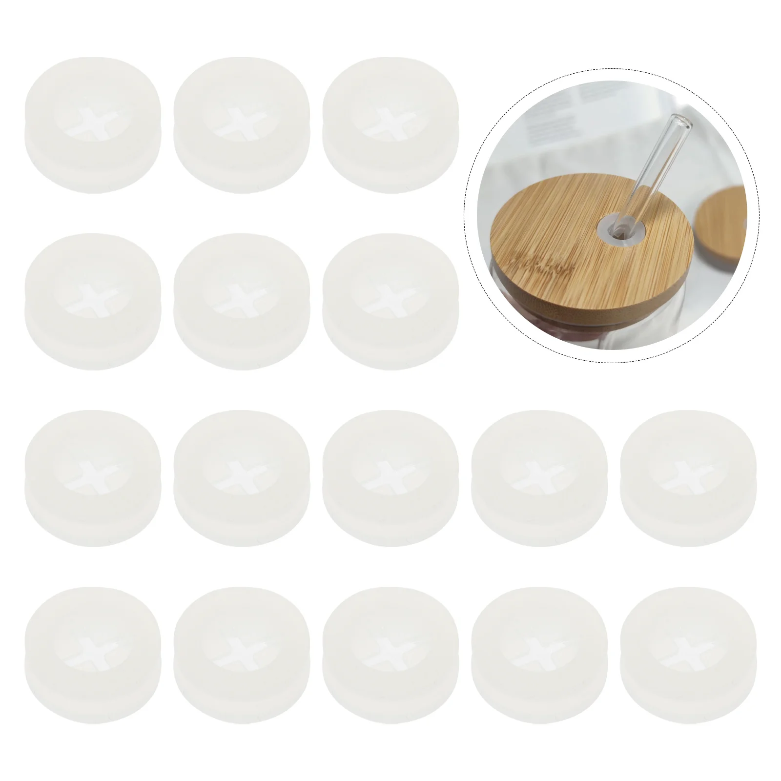 

Metallic Line Wood Cover Straw Plugs Mason Jar Holes Wooden Lid Silicone Fixing