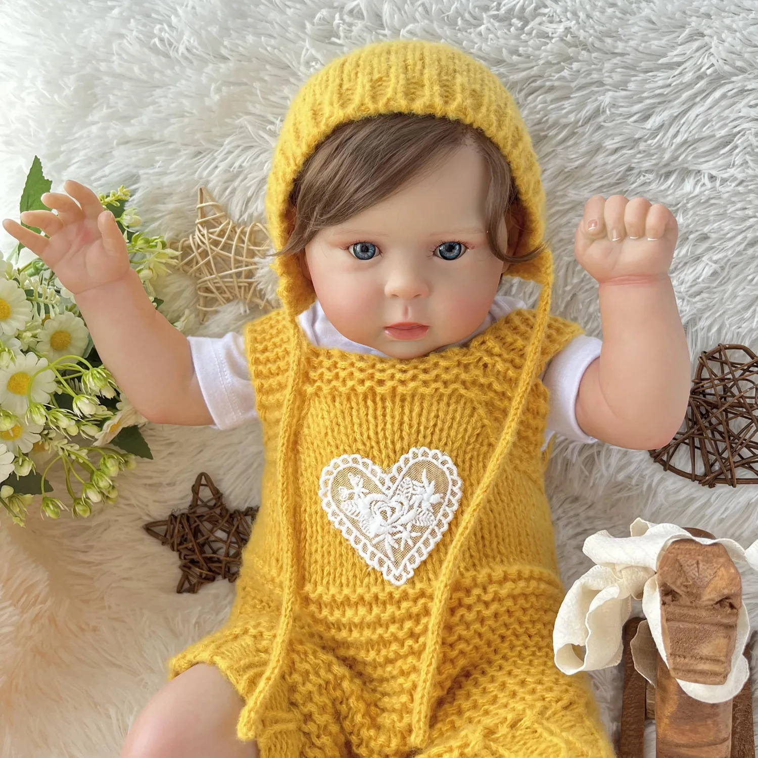 Фото Кукла BZDOLL с тканевым телом, 50 см, милая кукла-реборн для девочек, реалистичная кукла ручной работы с 3D-кожей, кукла-принцесса, модный подарок на день рождения №4