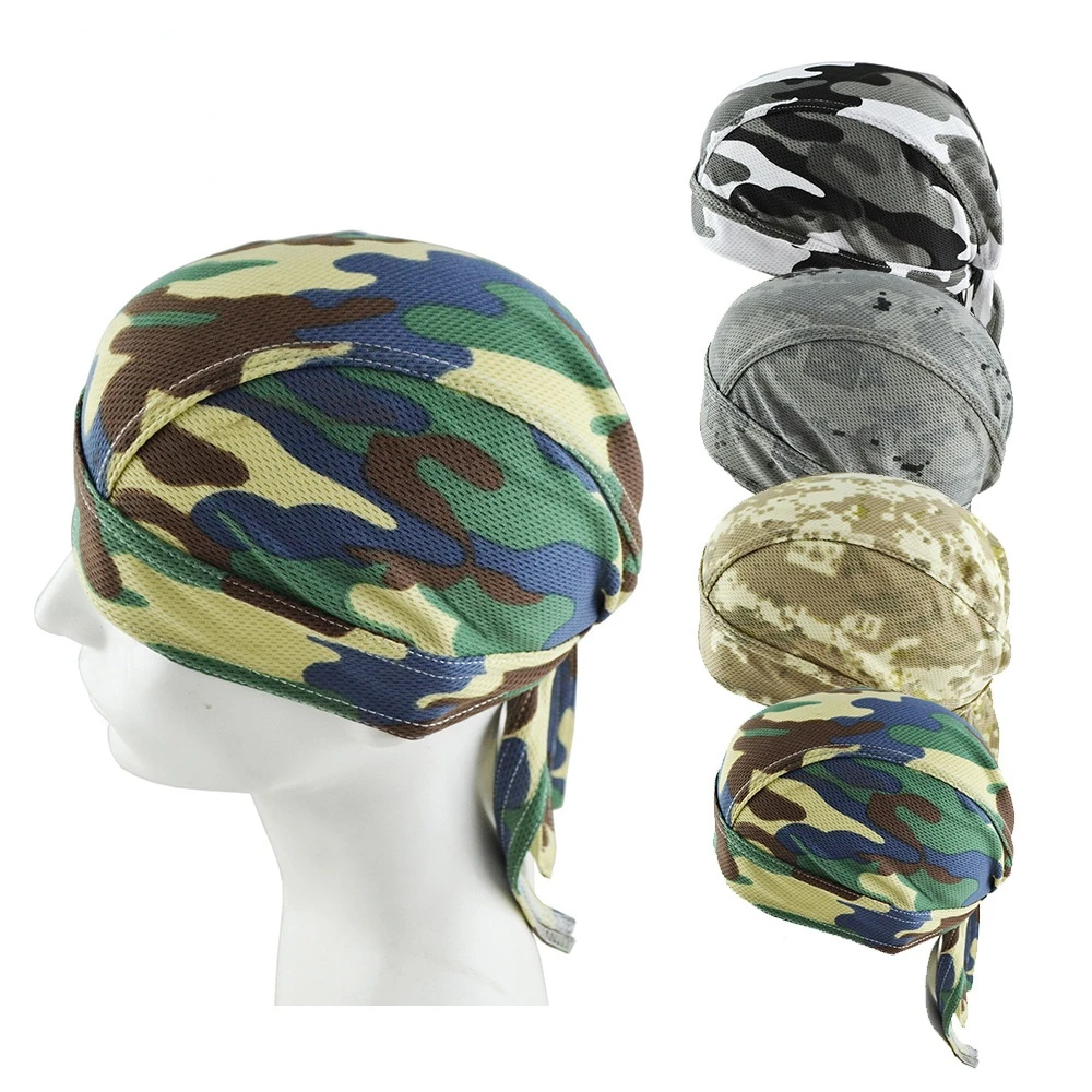 Trendy Camouflage Pirate Caps For Men Breathable Quick Dry Sweat Wicking Cap Hip Hop Riding Helmet Bottom Hats Long Tail Bonnets