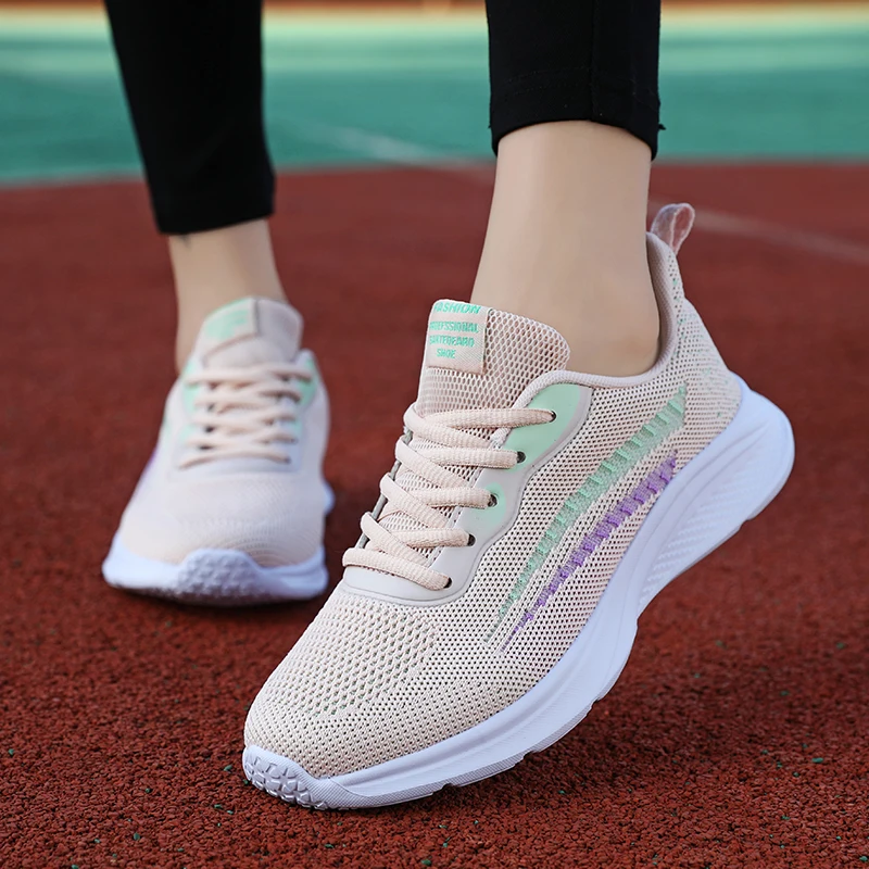 Ladies Sneakers Mesh Breathable Outdoor Fitness Sneakers Women Lightweight Training Sneakers Ladies Gym Jogging Shoes