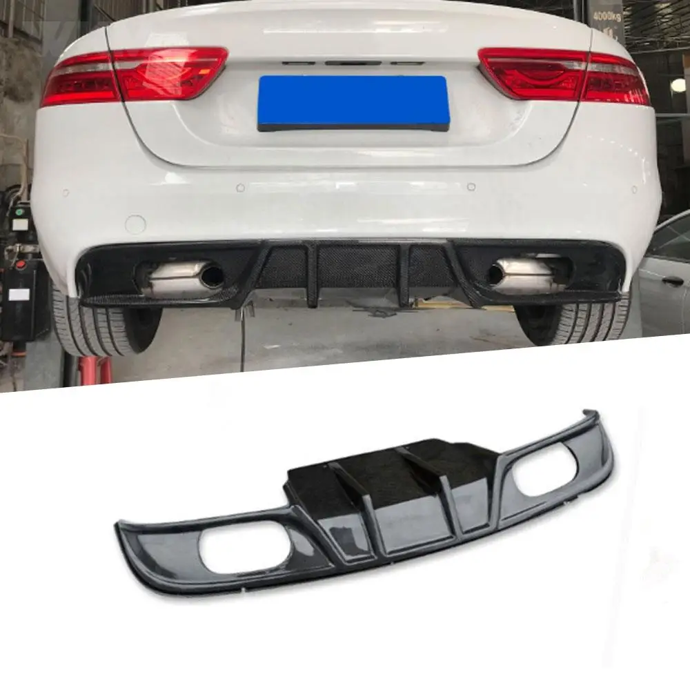 

Carbon Fiber Rear Lip Diffuser Spoiler For Jaguar XF Sedan 2015 -2018 FRP Four Outlet Fin shark Style Back Bumper Guard