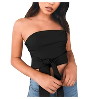 sexy crop top sleeveless half sleeve backless cropped summer satin solid strapless strappy bow sleeveless feminino tank tops y2k