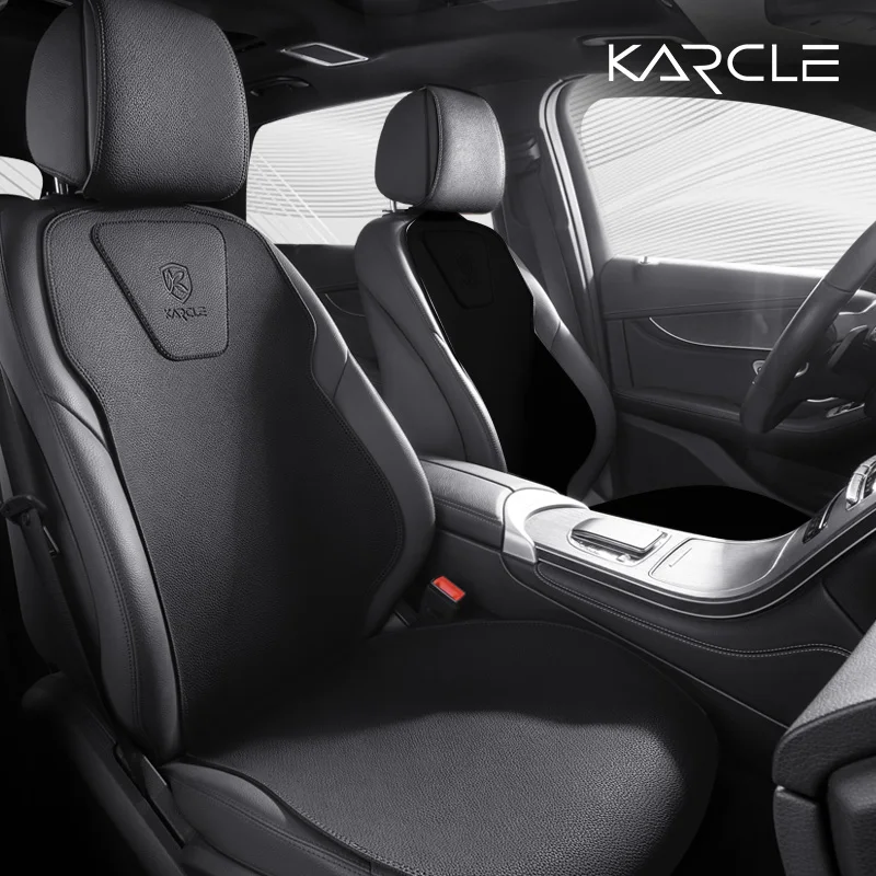 

Кожаные чехлы для автомобильных сидений Karcle Nappa, полный комплект, двусторонние кожаные чехлы на сиденья, защита для автомобильных сидений, дышащее нескользящее автокресло