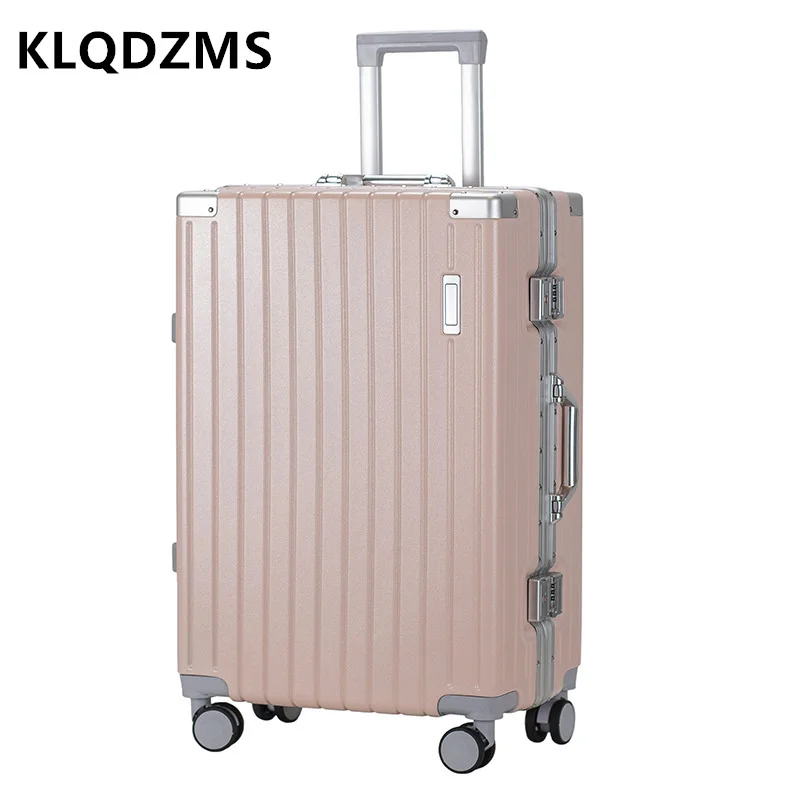 Klqdzms 20 "22" 24 "26 Zoll Gepäck Damen Aluminium Rahmen Trolley Fall Anti-Scratch Wear Boarding Box Mit Rädern Roll Koffer