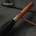 Большой зонт Olycat от дождя, женский, автоматический зонт с деревянной ручкой, 8 ребер, двухслойный, для игры в гольф, в деловом стиле, ветрозащитный