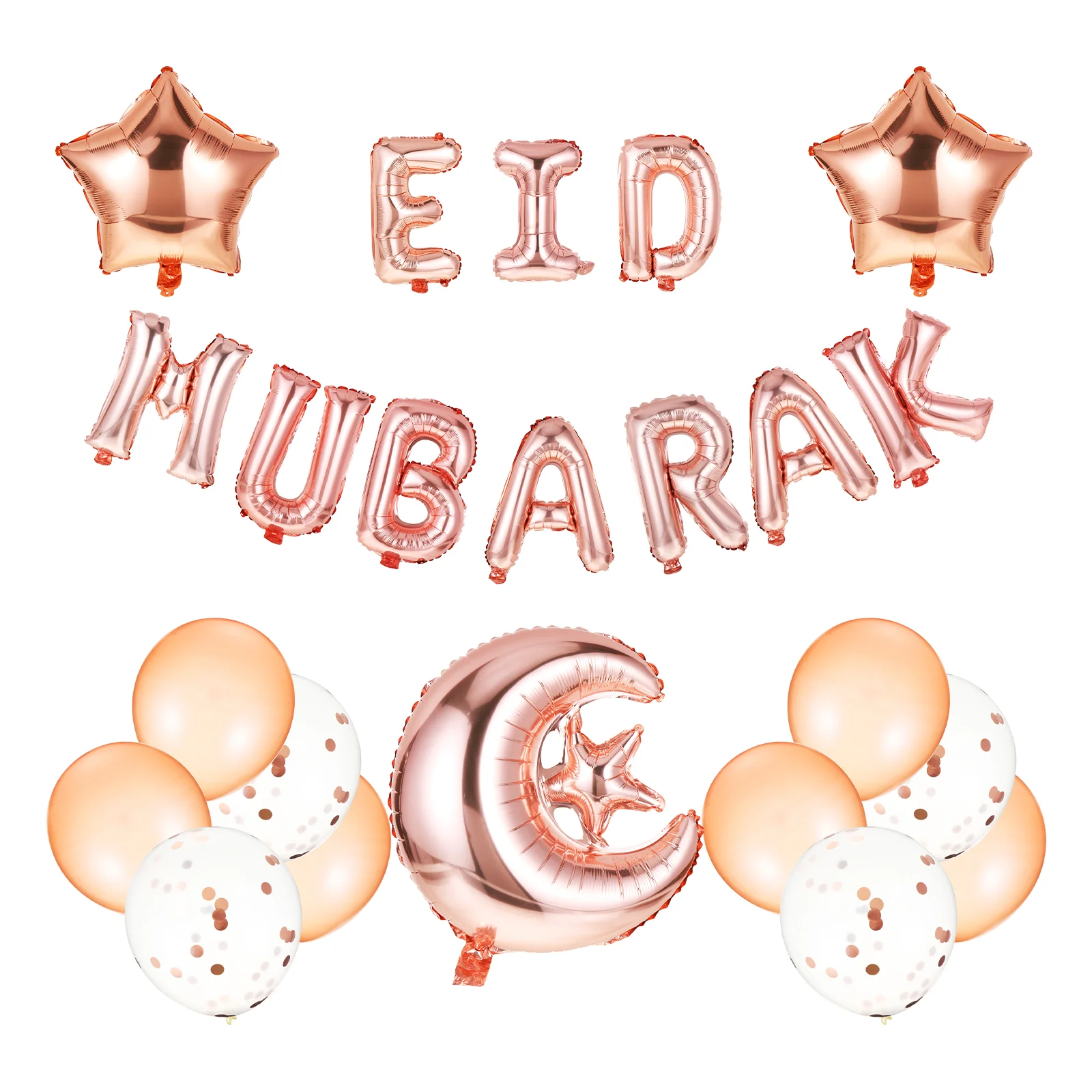 

Eid Balloon Mubarak Balloons Ramadan Decorations Party Latex Props Photo Decor Kareem Metallic Stars Moon Gold Home Set Banner