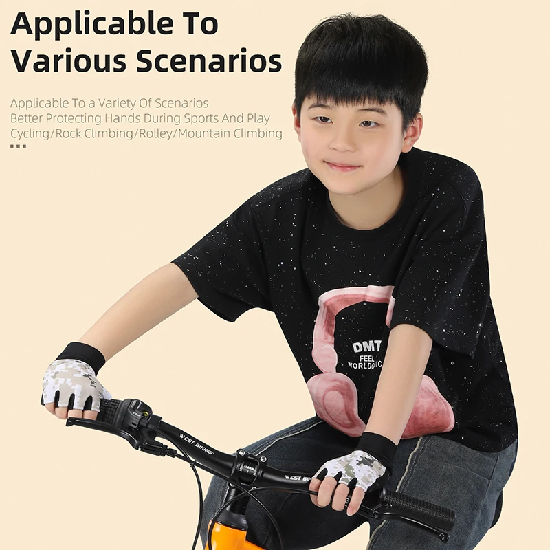 Детские велосипедные перчатки West Biking моющаяся синтетическая кожа нейлон дизайн