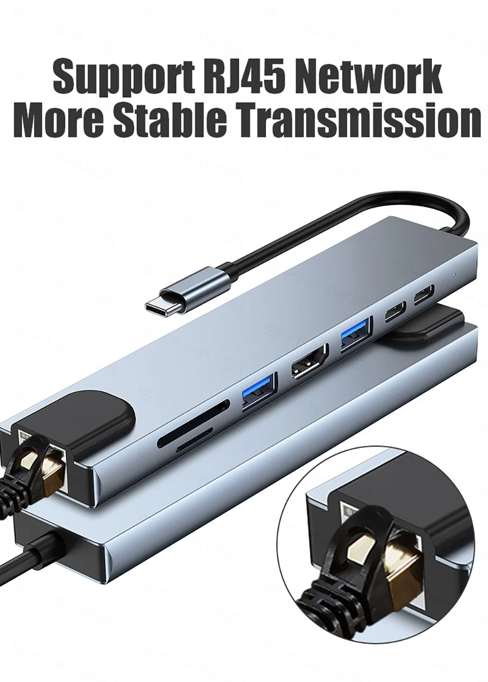 USB-концентратор 9 в 1 с HDMI 4K Ethernet 100 Вт PD Thunderbolt 3 стандартным портом данных USB 0 SD/TF Type C