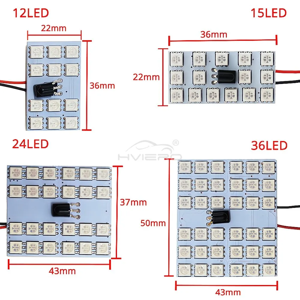 2X светодиоды для салона автомобиля T10 5050 12SMD 15SMD 24SMD 36SMD Пульт дистанционного