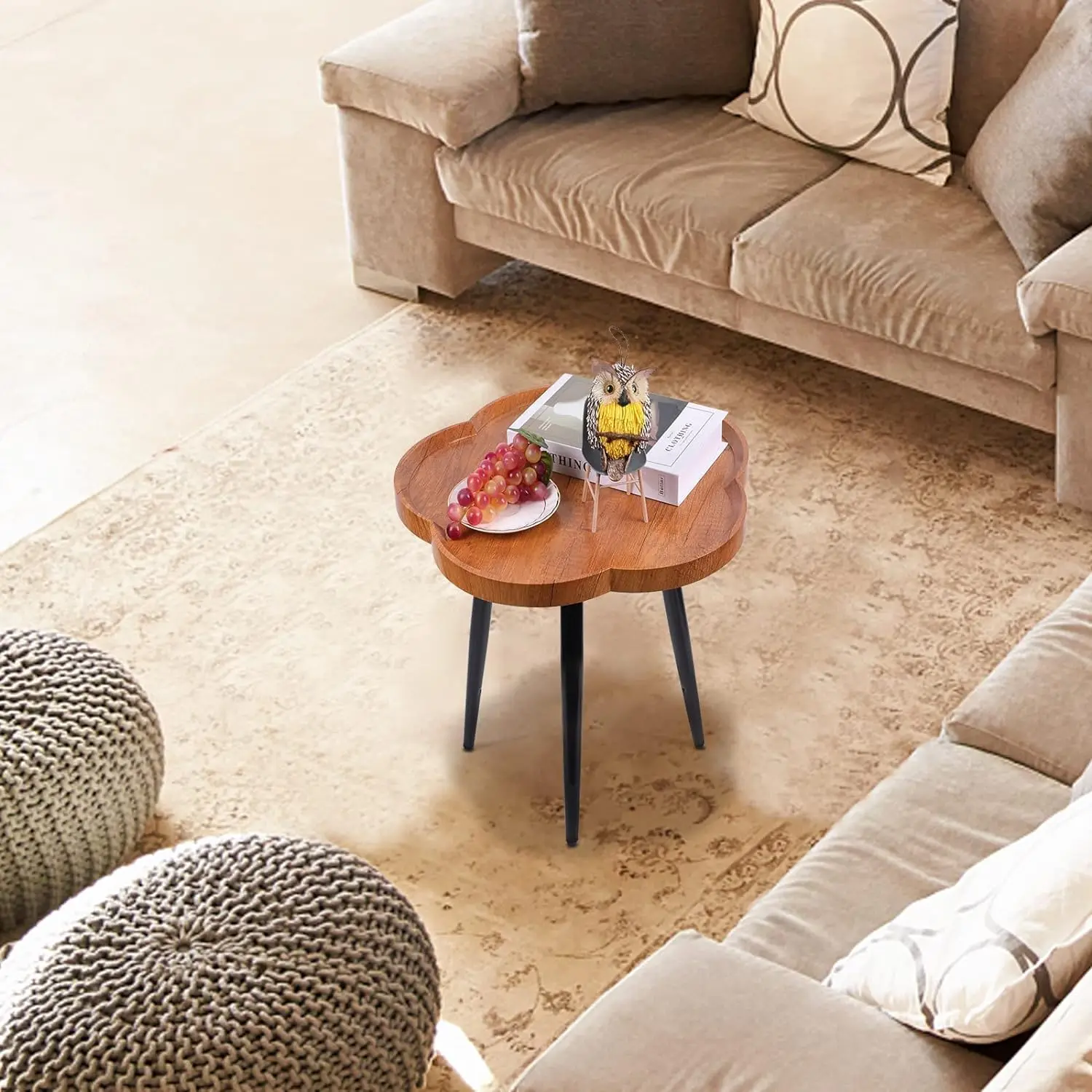 

Rustic Lace end Table Nightstand Mid-Century Modern Style Compact Coffee Table for Small Spaces Decorative Side Tables