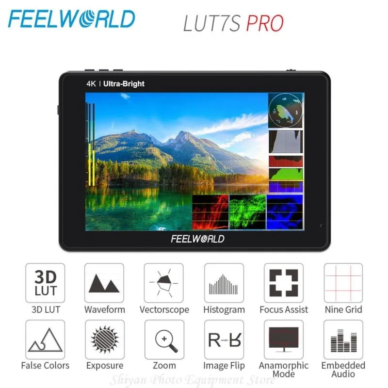 

FEELWORLD LUT7S PRO Touch Screen 7" Ultra Bright 2200nits SDI Field Camera Monitor 3D LUT 4K HDMI Input Output