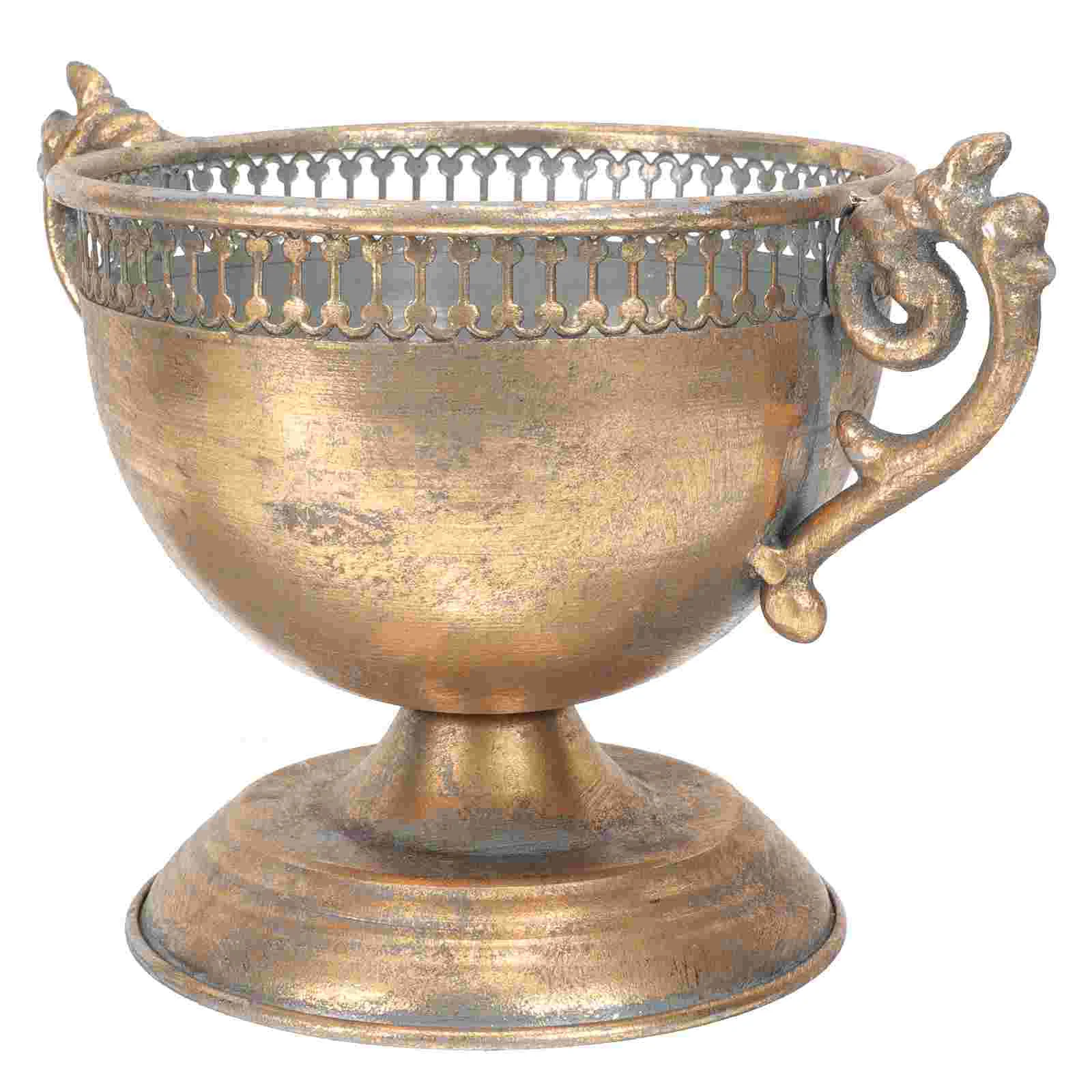 

Planter Vintage Flowerpot Office Trendy Home Decor Rustic Vase Iron Metal Vases Gold