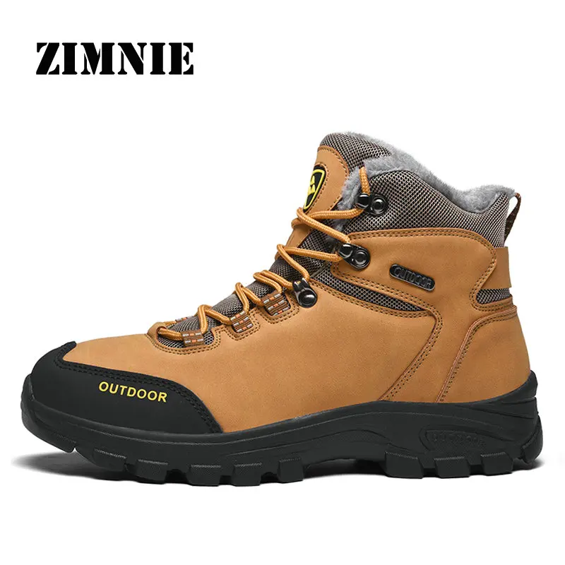 

ZIMNIE New Winter Men Outdoor Sport Shoes Non-slip Sport Shoes Men Plus Fur Lining Hiking Shoes For Men Warm Trekking Boots