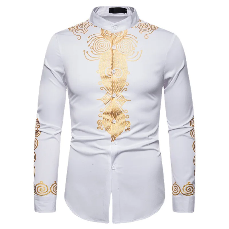 Men's Casual Fashion Printed Totem Long Shirt