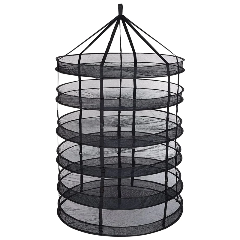 

6- Layer Black Mesh Hanging Herb Drying Rack Dry Net For Storage Drying Seeds (3FT 6-Layer)