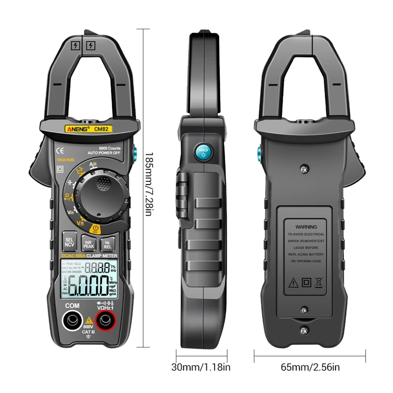 Clamp Meter Auto Ranging Digital Clamp Meter TRMS 6000 Counts Measures AC/for  Voltage AC/for  Current Ca Dropshipping images - 6