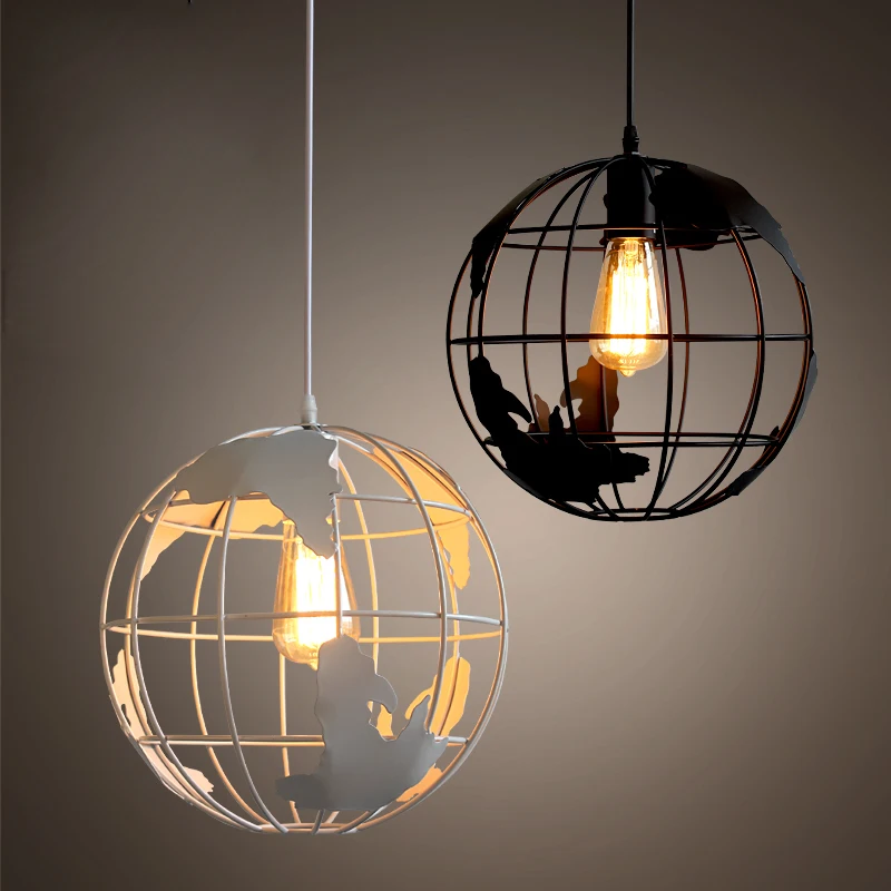 

Industrial Pendant Lights Vintage Iron Globe Hanglamp For Dining Room Bedroom Restaurant Bar Decor Loft E27 Luminaire Suspension