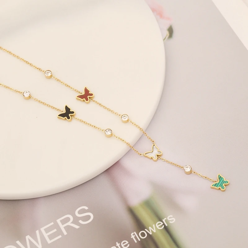 Ins Butterfly Shell Chain Pendant Necklace for Women Fashion Heart Round Star Moon Choker Wedding Friends Beach Jewelry Gift