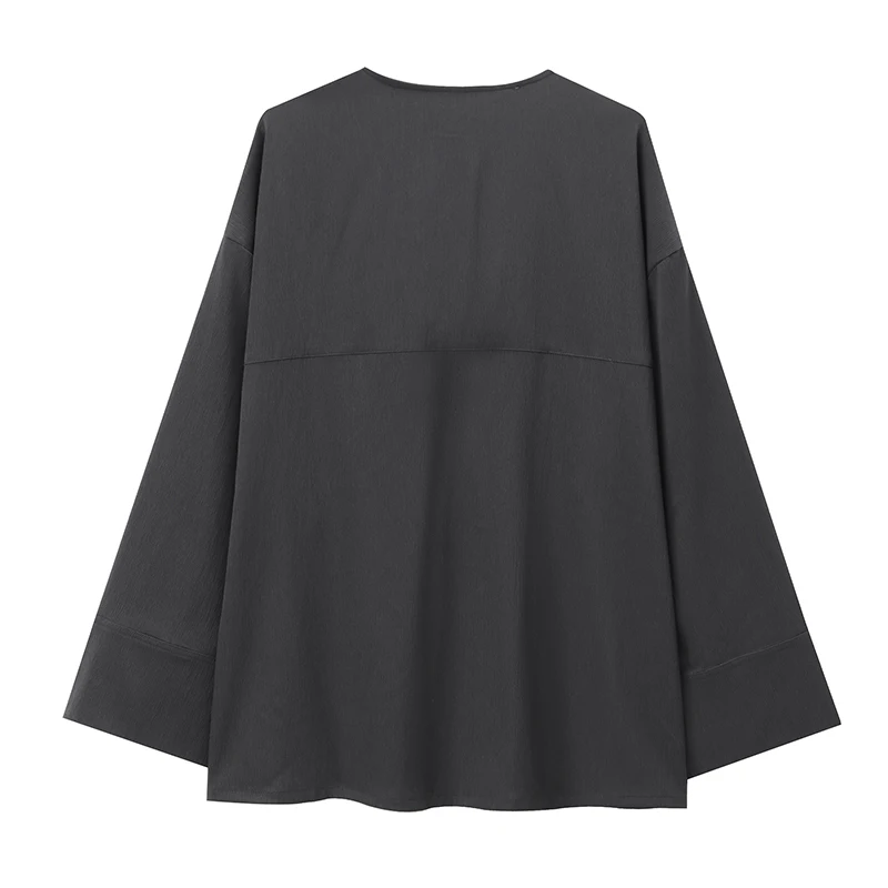 Элегантное пальто с v-образным вырезом и длинными рукавами свободная верхняя