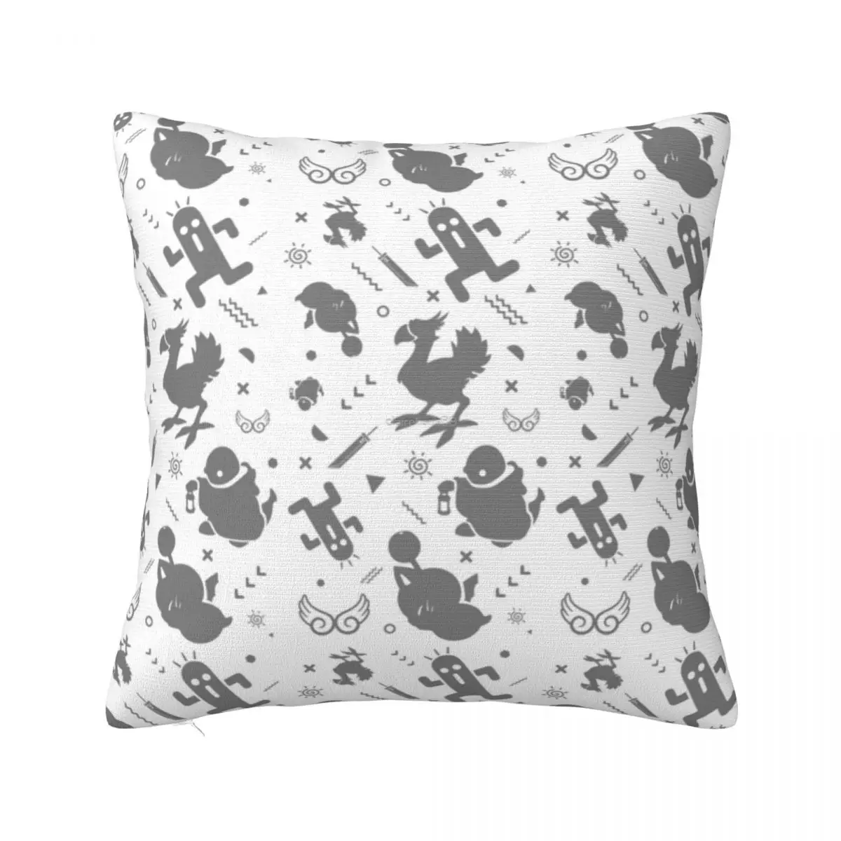 

Final Fantasy Medley Pillowcase Printed Polyester Cushion Cover Game Nerd Moogle Moguri Cactuar Throw Pillow Case Cover 45*45cm
