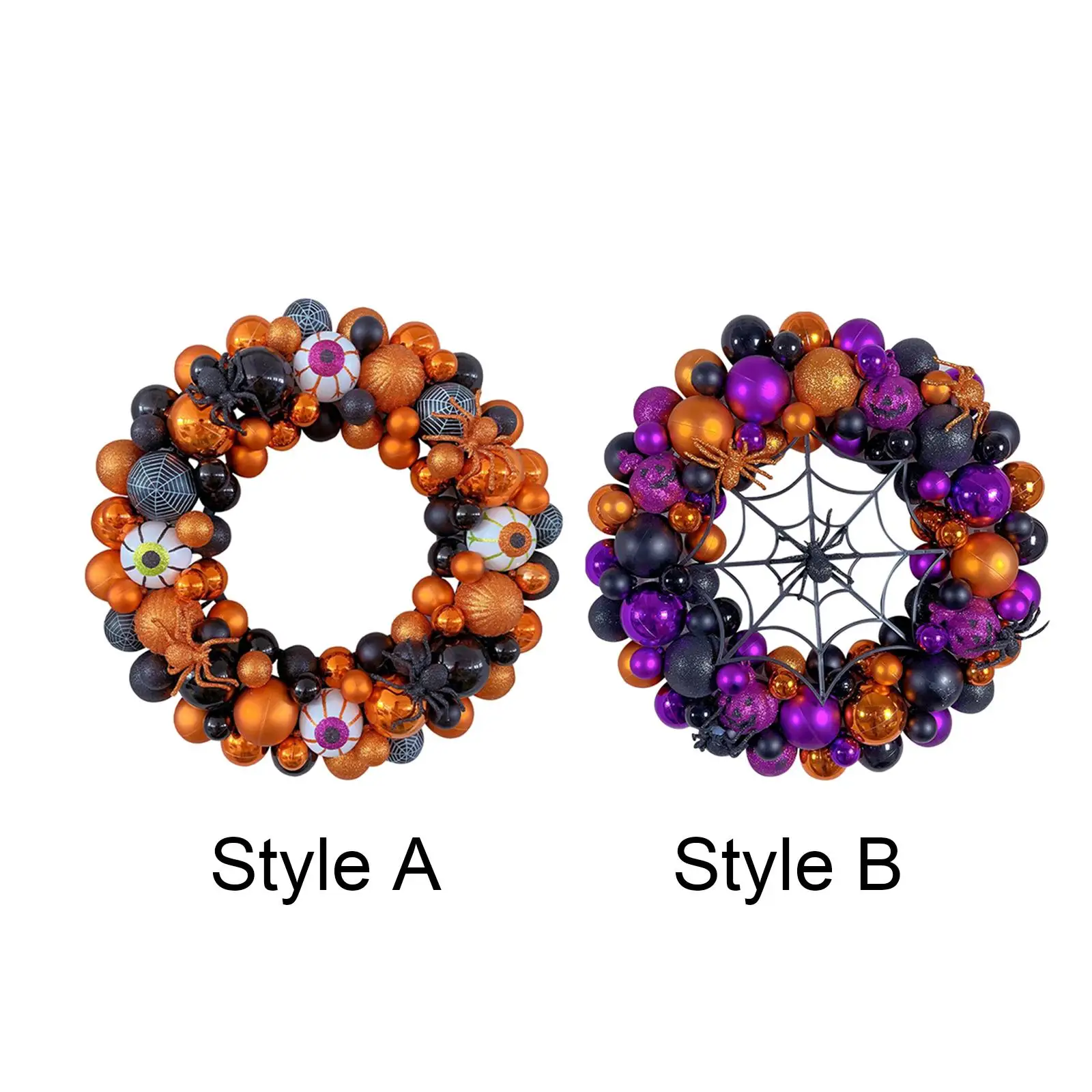 

42cm Halloween Spiders Ball Wreath Garland with Classic Elements Multipurpose PP Material for Home Theme Party Events Gifts