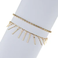 bohemia tassel anklets bracelets for women girl double layer chain foot bracelet summer beach ladies ankle accessories jewelry