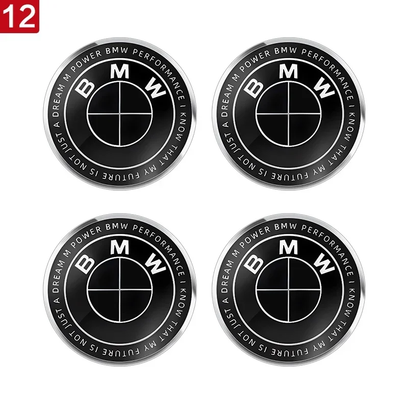 4PCS 56MM 60MM 65MM Car Hub Cap Sticker Wheel Center Cover Decal Decoration Auto Modification Accessorie For BMW M Emblem Badge