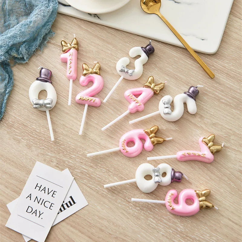 

INS Cute Birthday cake candle Princess/ Prince 0-9 Number Decorative Candles Cake Cupcake Topper Party Supplies Cake Decor