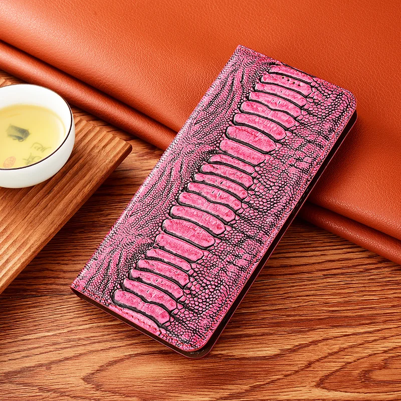 luxury genuine leather wallet phone case for infinix hot 9 10 10i 10t 10s nfc 11 11s play pro ostrich feet veins flip cover free global shipping