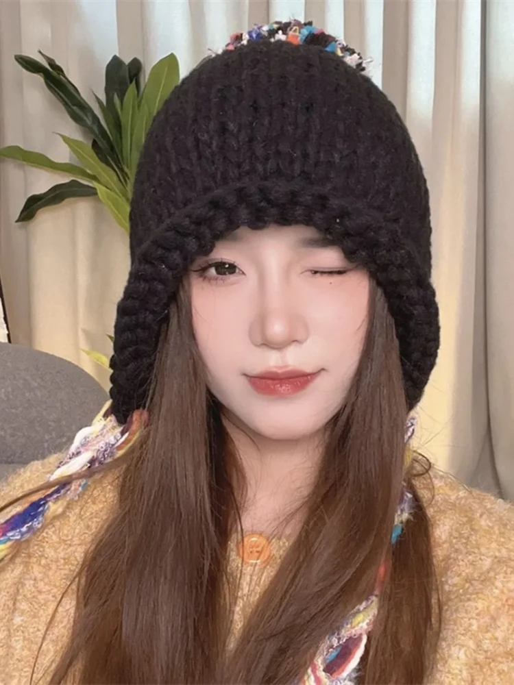 Новая шерстяная вязаная шапка для женщин на осень и зиму теплая с вербовой косой