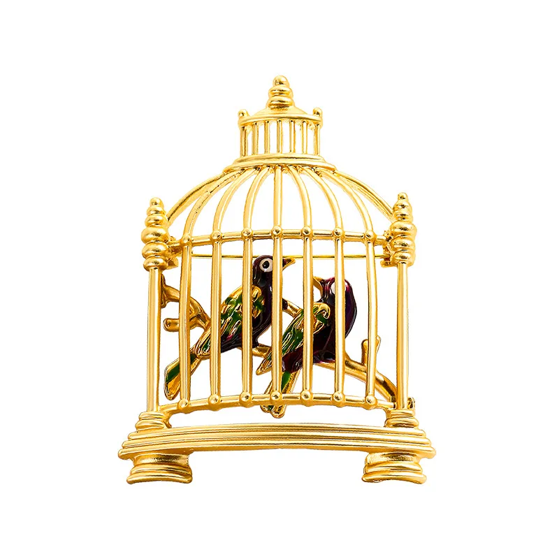 

Cute Vivid Flying Bird in Cage Brooches for Women Winter Animal Parrot Clothes Lapel Pins Buckle Party Casual Badge Jewelry Gift