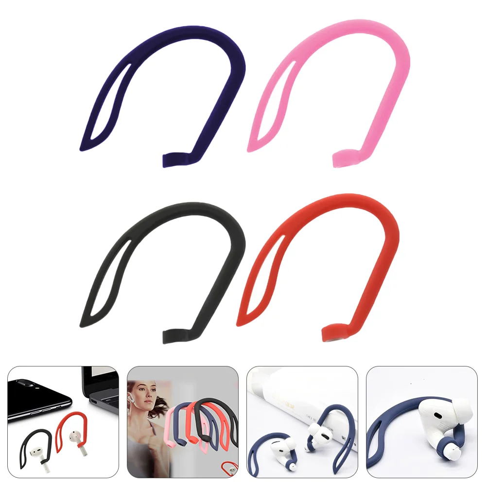 

4 Pairs Wireless Earphone Silicone Earhooks Holders Compatible for Airpods
