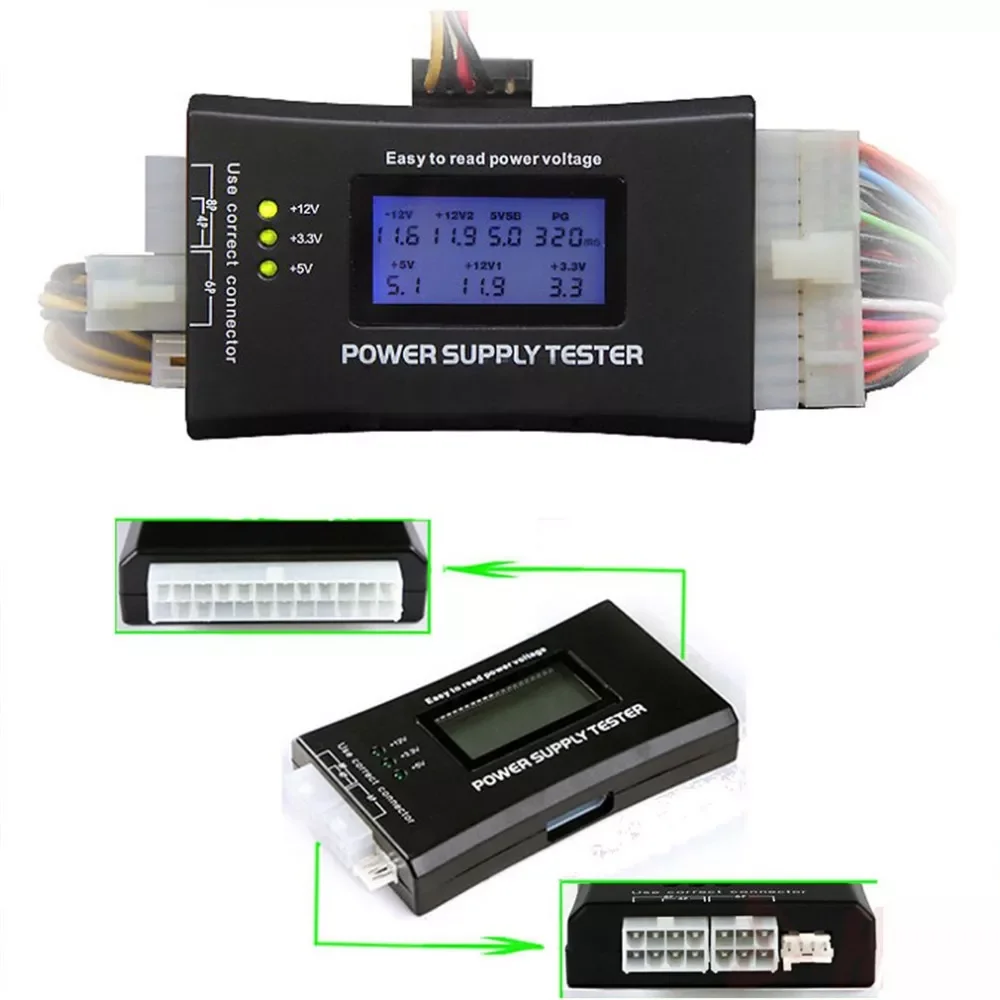 

SD power supply tester for PC-power supply/ATX /BTX /ITX compliant LCD Display SATA HDD Tester 20/24 pin Professional