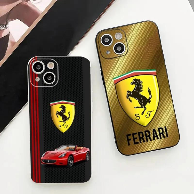 

Ferrari Luxury Car Phone Case Candy Color For IPhone 14 12 13 11 Pro Max Mini X XR XS Max 7 8 Plus Couple Silicon Cover