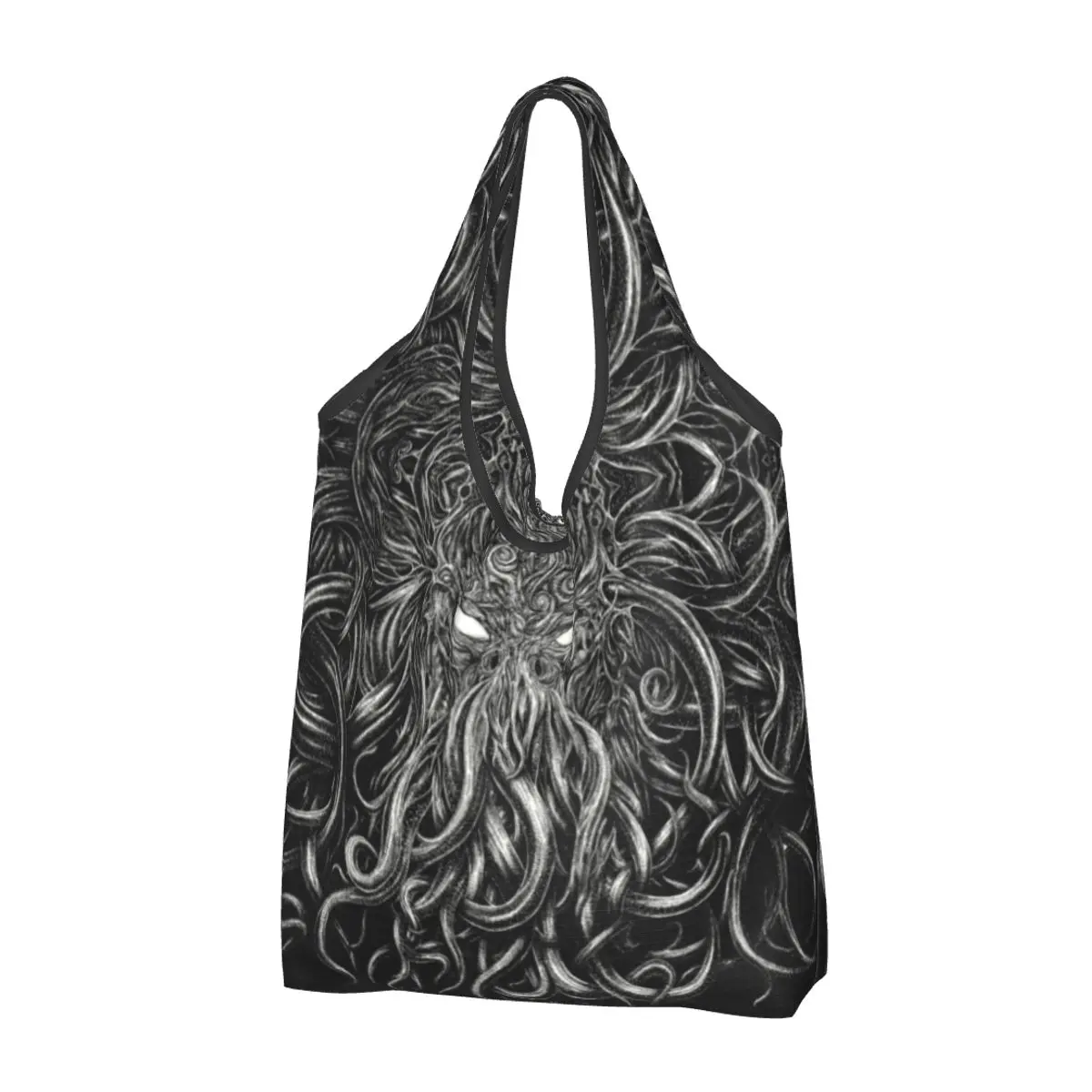

Horror Cthulhu Lovecraft Monster Groceries Shopping Bags Kawaii Shopper Shoulder Tote Bag Portable Lovecraft Handbag