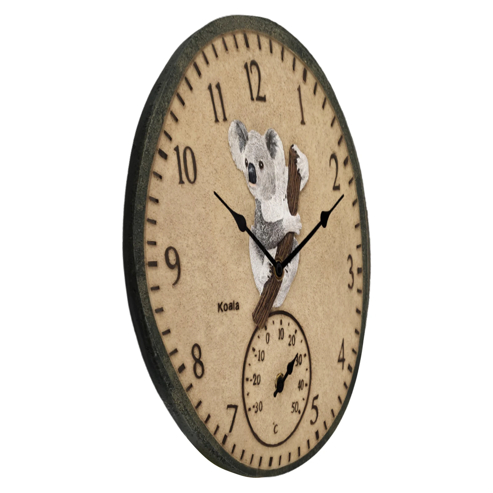 

Clock Thermometer Outdoor 12inch Vintage Hanging Wall Clocks Waterproof Resin Wall Clock With Koala Pattern For Home Garden