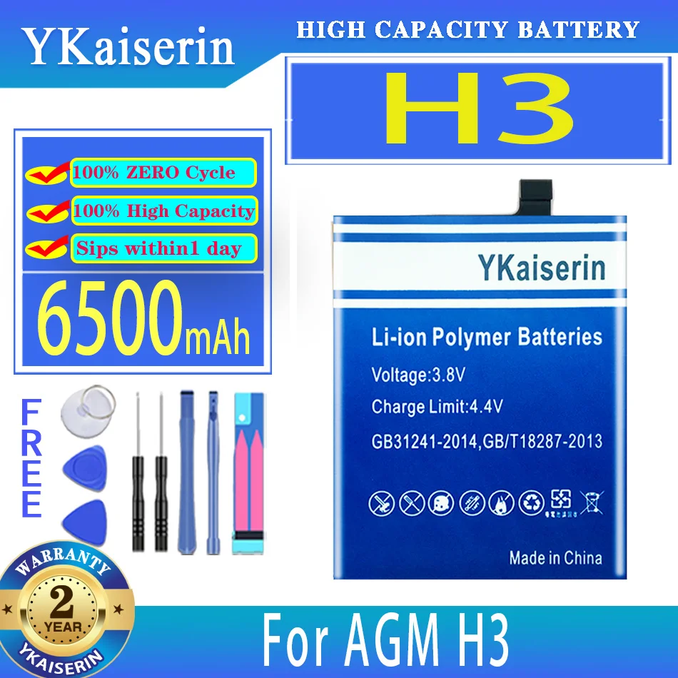 

YKaiserin Battery H 1 H 2 (A10) H 3 5100mAh/6500mAh For AGM H3 H1 A10 Mobile Phone Batteries