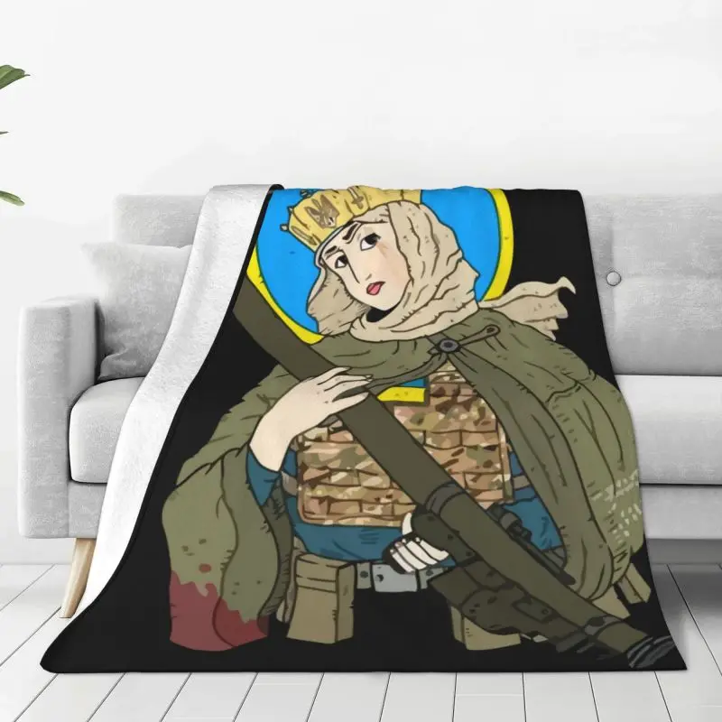 

Funny Saint Javelin Blankets Warm Flannel The Protector Of Ukraine Throw Blanket for Bedding Couch Bedspread