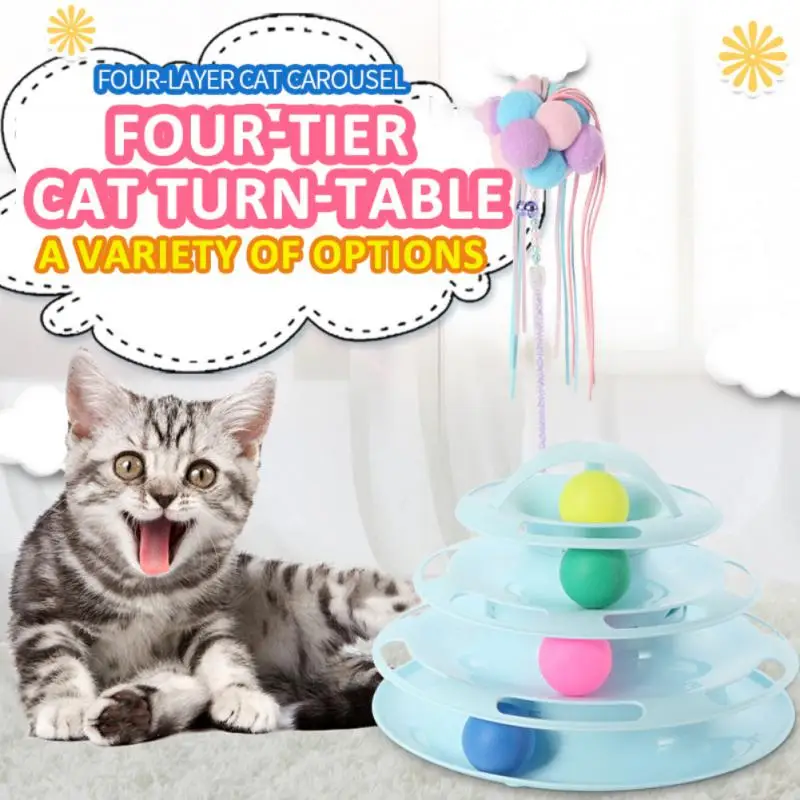 

Creative Anti Asphyxia Turntable Ball Four Layer Kitten Exercise Toy Trackball Cat Teaser Pet Cat Tower Pet Products Safe