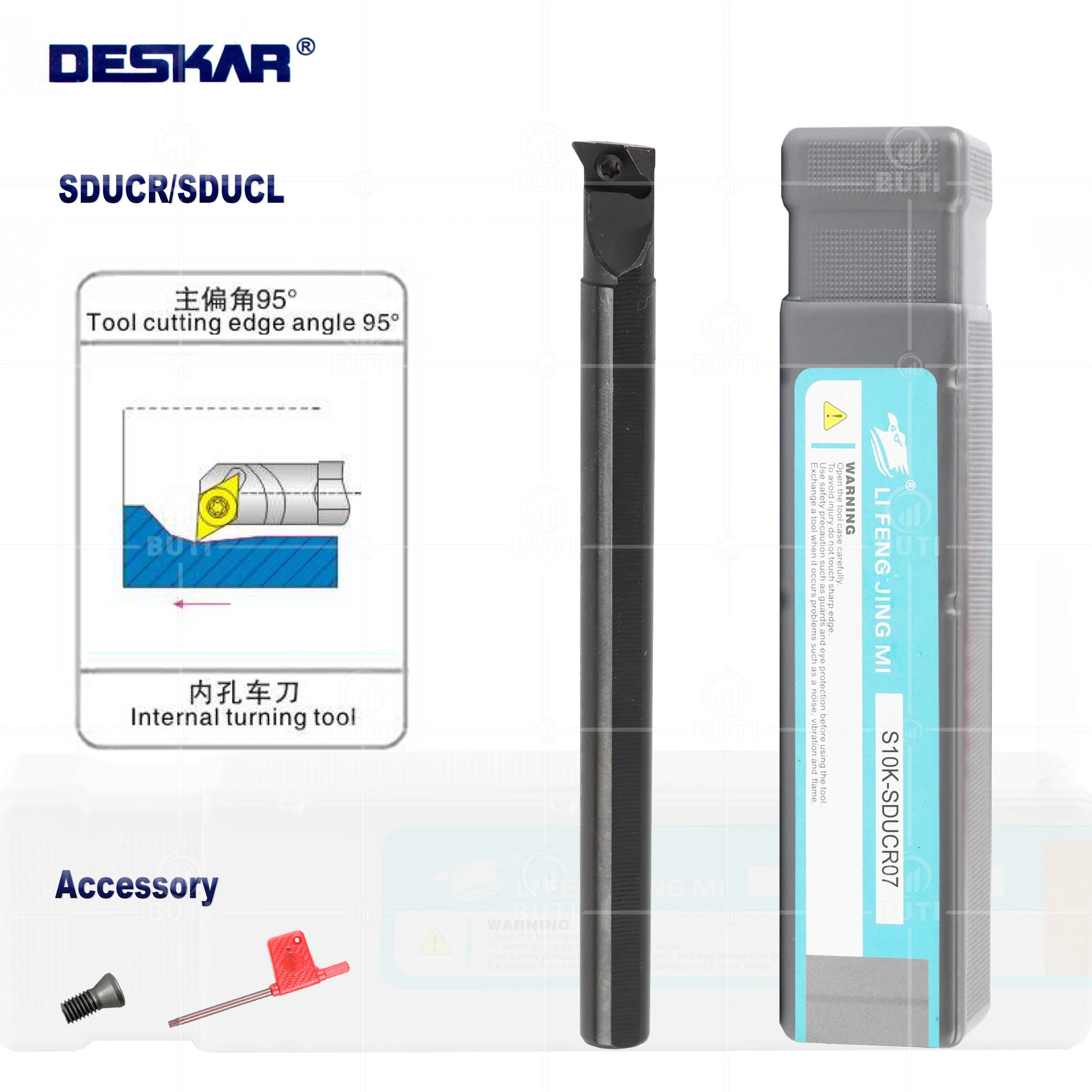 

DESKAR 100% Original Internal Turning Tools Holder S08K S10K S12M S16Q S20R S25S SDUCR/L Boring Bar Carbide Inserts Lathe Cutter