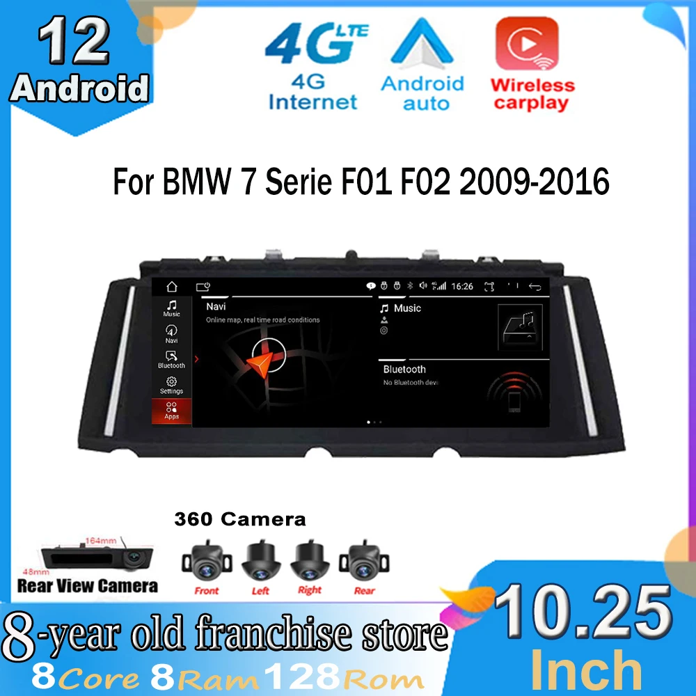 

10.25 Inch Screen IPS Android 12 For BMW 7 Serie F01 F02 2009-2016 CIC NBT System Auto Radio Stereo-Player Navigation Head Unit