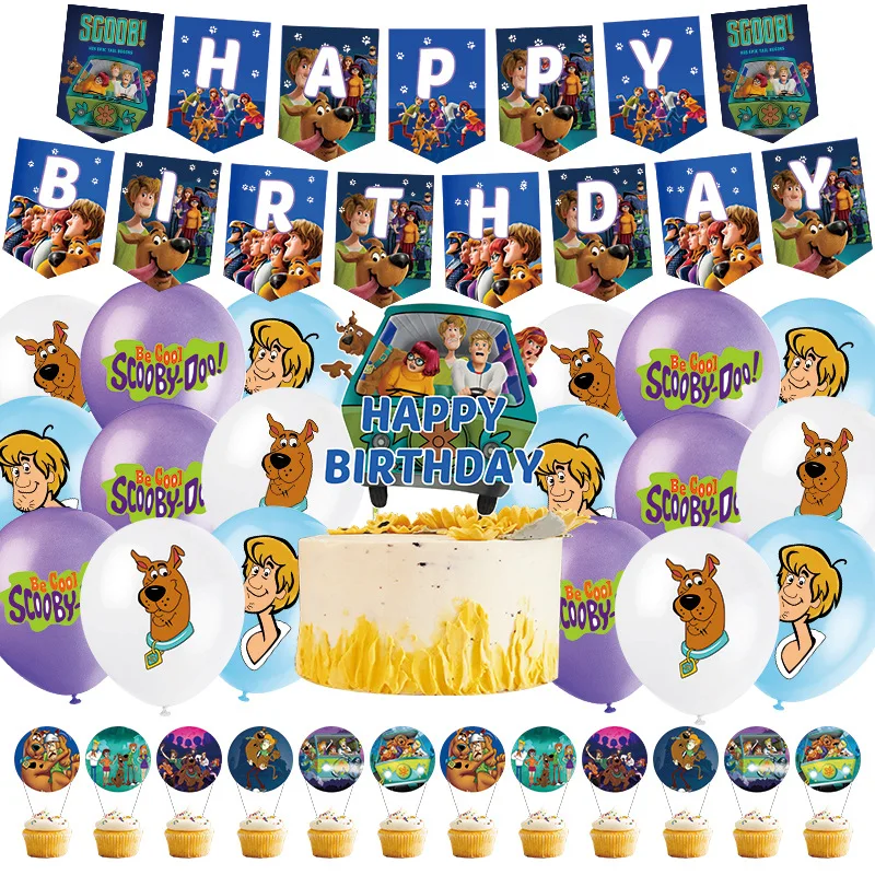 Cartoon Scoo Dog Cute Pet Themed Birthday Party Decoration Latex Balloon Cake Decoration Supplies Banner Baby Shower Boy Kid Toy