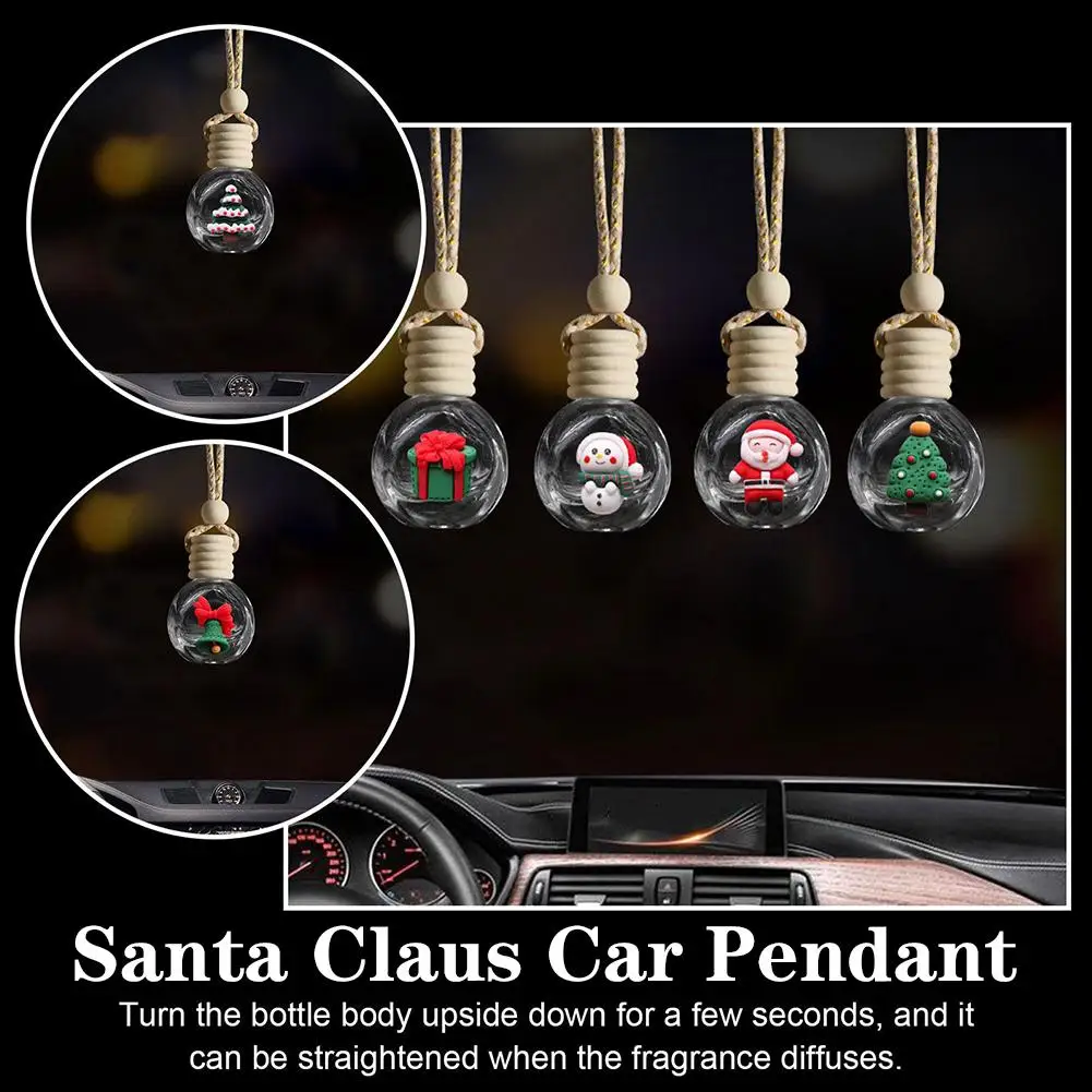 10ml Santa Claus Car Pendant Aromatherapy Christmas Gift Glass Refill Diffuser Empty Bottle Ornament M0y3