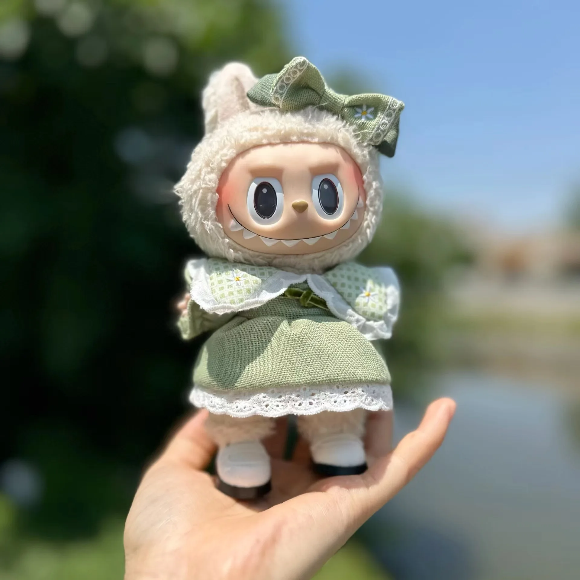 17cm Labubu Idol Dolls Clothes Cute Green Skirt Accessories Korea Kpop Exo Clothing Hoodie Plush Doll'S No Doll