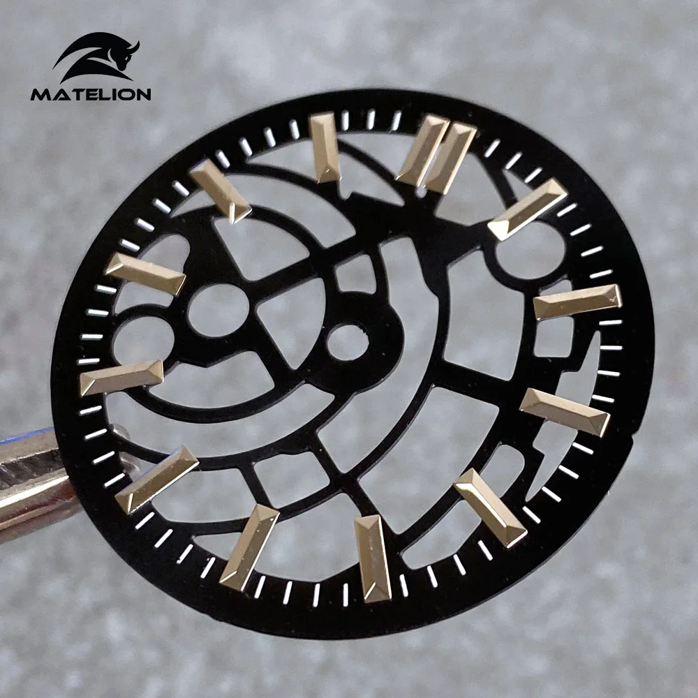 Matelion Черный Серебристый Циферблат Механизм Часов 29 мм Подходит для NH35 NH38 NH70 NH72