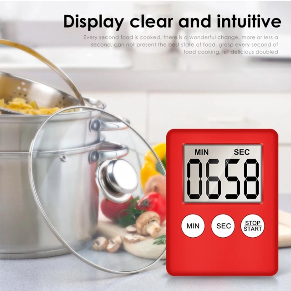 

Kitchen Timer Digital Count-down Study Timing Loud Alarm Attachable Fitness Portable Battery Operated Accessory Cooking Alarm
